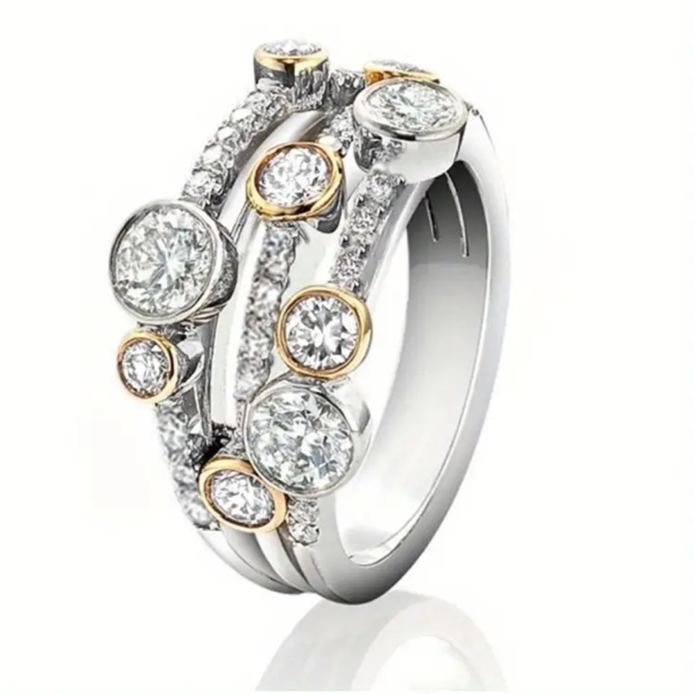 Just in! Yurman style sterling silver and gold ring with faux diamonds